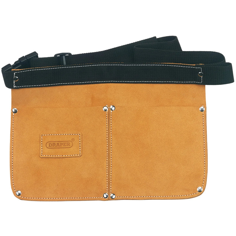 Draper Double Pocket Nail Pouch - Suede Leather, 40mm Belt