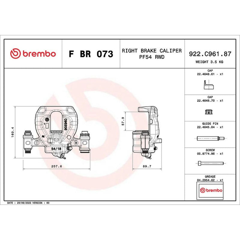 Brembo Brake Caliper Assembly Right FBR073