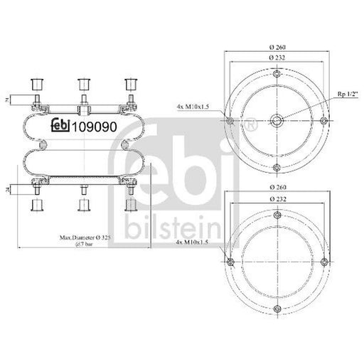 Febi Air Suspension Bellow 300mm 109090