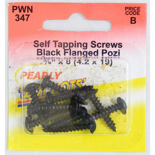 Wot-Nots Screw Self Tap Flanged - 3/4in. x 8 Black - Pack of 10 Pearl Automotive  - Town Parts