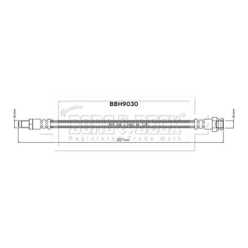 Borg & Beck Brake Hydraulic Hose Line Rear Left BBH9030