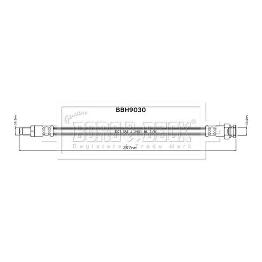 Borg & Beck Brake Hydraulic Hose Line Rear Left BBH9030