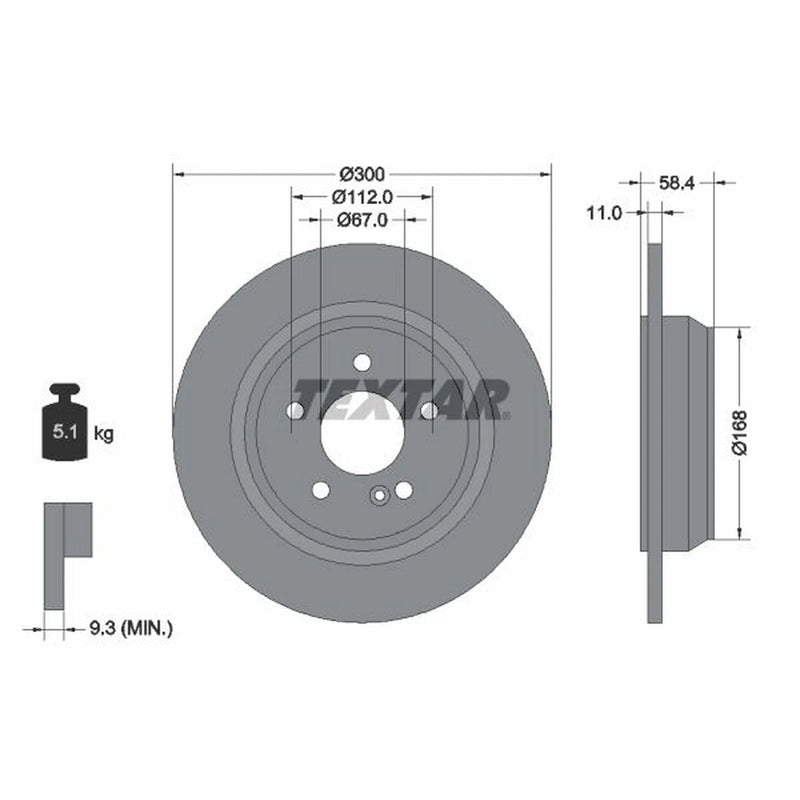 Textar 2 x Solid Rear Brake Discs 92099403