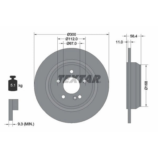 Textar 2 x Solid Rear Brake Discs 92099403