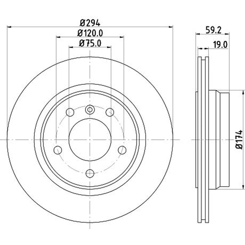 DON 2 x Externally Vented Rear Brake Discs PCD18042