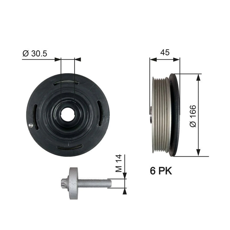 Gates Crank Shaft Belt Pulley TVD1041A