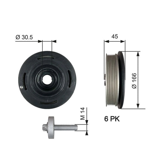 Gates Crank Shaft Belt Pulley TVD1041A