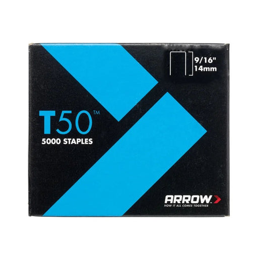 Arrow T50 Staples 14mm (9/16in) (Pack 5000, 4 x 1250) - A509