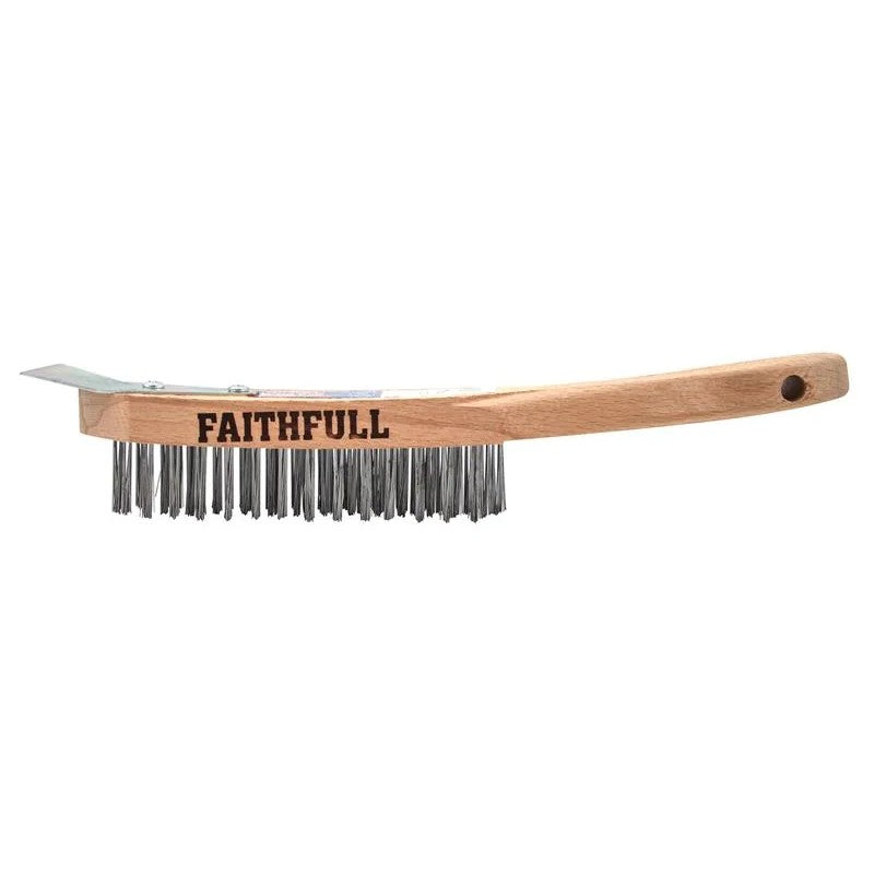 Faithfull Heavy-Duty Scratch Brush with Scraper - 4 Row - FAI6804SRF