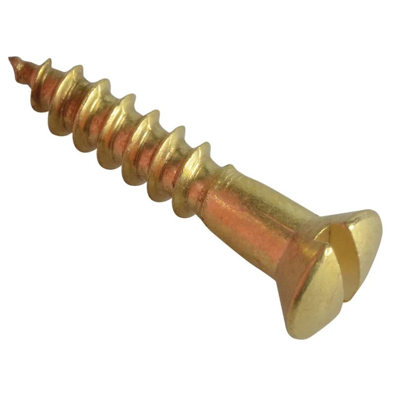 ForgeFix Wood Screw Slotted Raised Head Solid Brass 3/4in x 6 ForgePack 25