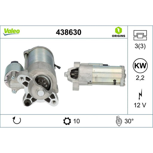 Valeo Starter Motor 12V 2.2kW 10 Teeth 438630