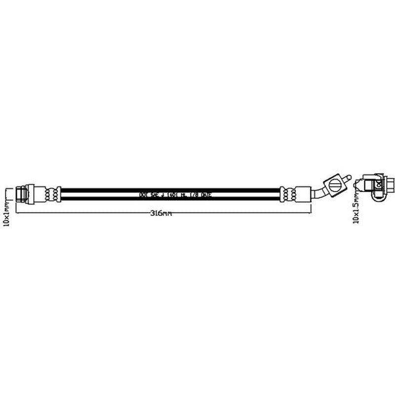 Abtex Brake Hydraulic Hose Line Rear Left ABH1242L