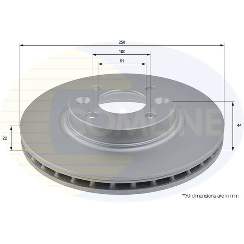 Comline 2 x Internally Vented Front Brake Discs ADC2719V