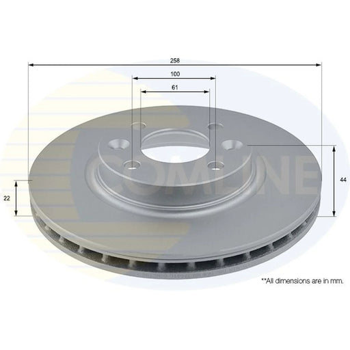 Comline 2 x Internally Vented Front Brake Discs ADC2719V