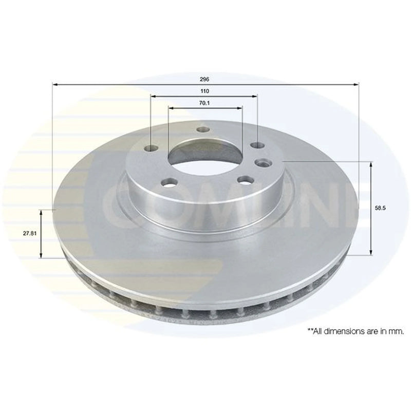 Comline 2 x Internally Vented Front Brake Discs ADC1118V