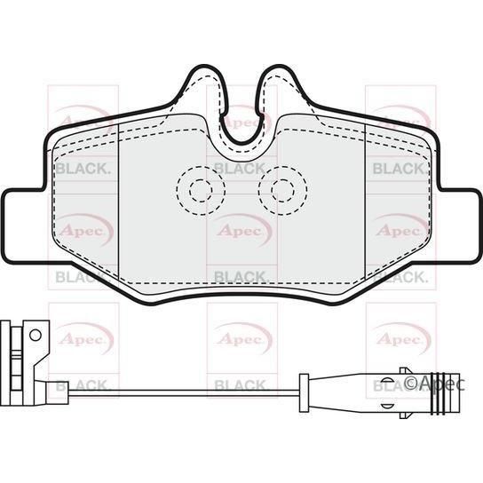 APEC Black Brake Pads (Rear) (R90) PAD1436B fits Mercedes-Benz Vito Viano Vito Apec  - Town Parts