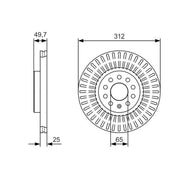 Bosch 2 x Vented Front Brake Discs 0 986 479 C29
