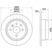 DON 2 x Solid Rear Brake Discs PCD15412