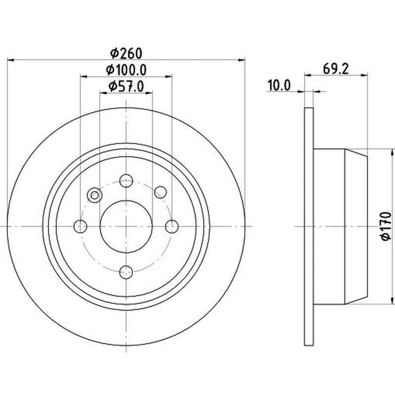 DON 2 x Solid Rear Brake Discs PCD15412