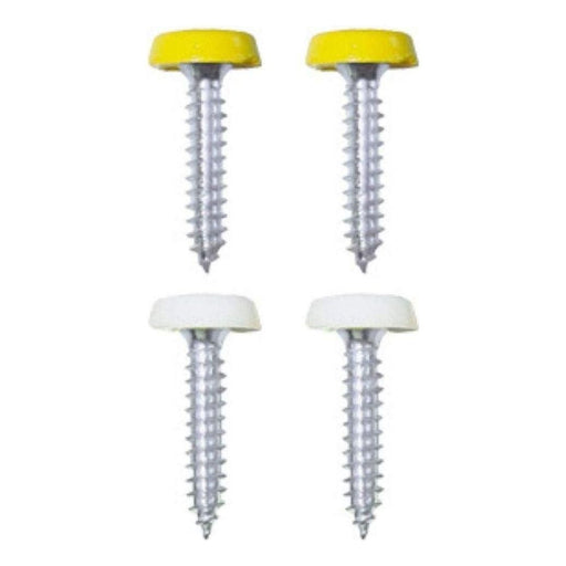 Wot-Nots Number Plate Plastic Top Screws - White & Yellow - Pack Of 4 Pearl Automotive  - Town Parts