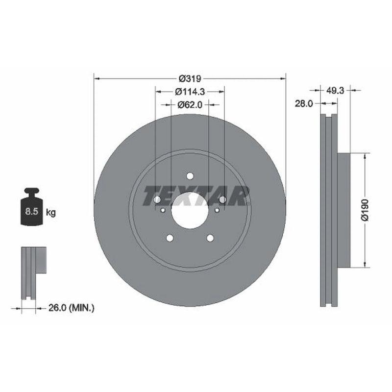 Textar 2 x Front Brake Discs 92171503