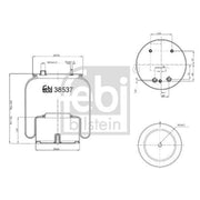 Febi Air Suspension Bellow 258mm Rear 38537