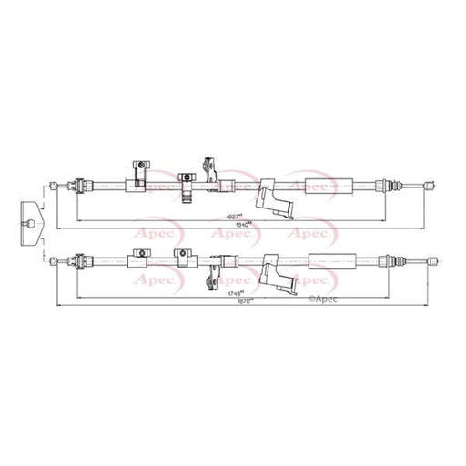 Apec Handbrake Cable Left Rear CAB1125