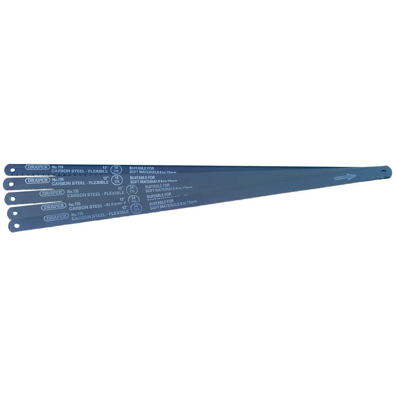 Draper Hacksaw Blades 300mm Assorted Carbon Steel Pack of 5