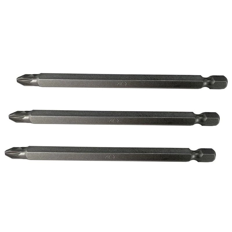 Faithfull Pozidriv S2 Power Screwdriver Bits PZ2 x 100mm (Pack 3) - FAISBPZ2100