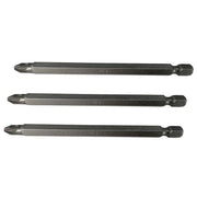 Faithfull Pozidriv S2 Power Screwdriver Bits PZ3 x 100mm (Pack 3) - FAISBPZ3100
