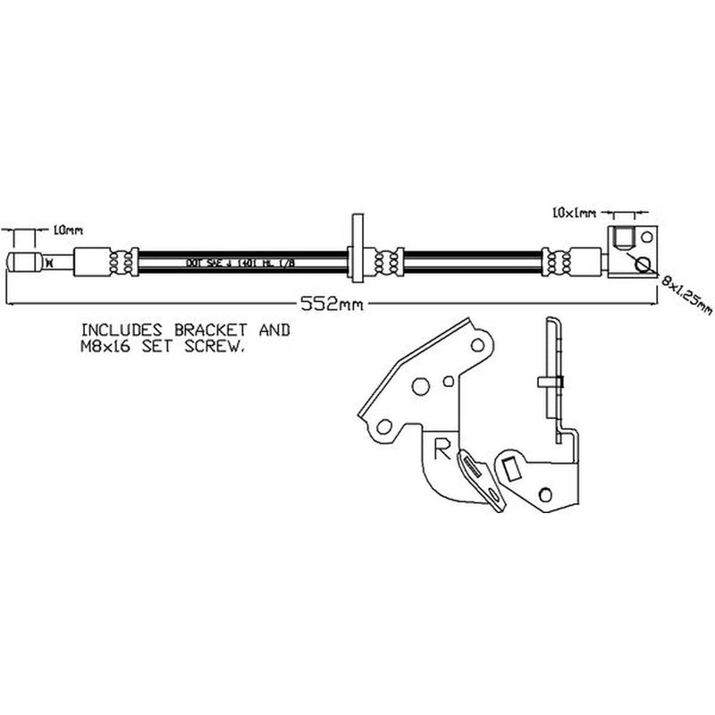 Juratek Brake Hydraulic Hose Line Front Right JBH1330R