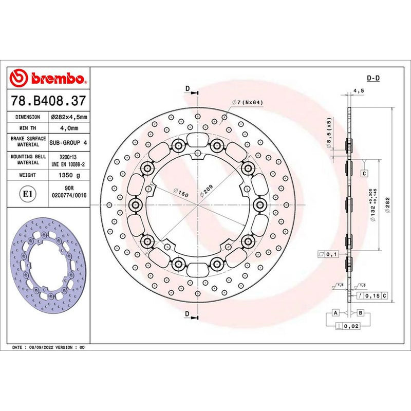 Brembo 2 x Floating Front Brake Disc Brake Discs 78B40837