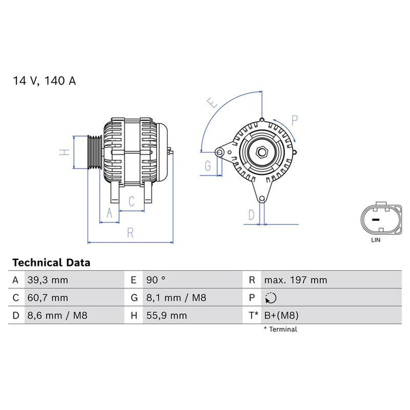 Bosch Car Alternator 12V 0 986 086 820