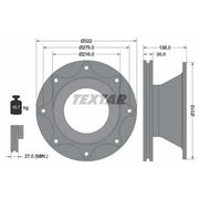 Textar 2 x Internally Vented Rear Brake Discs 93086500