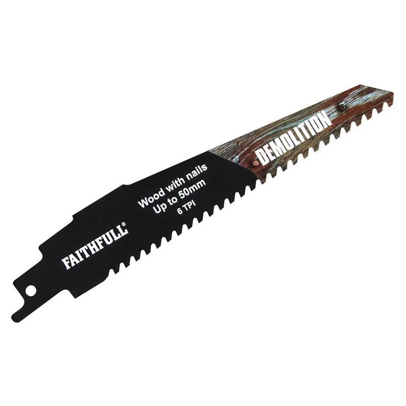 Faithfull S940HM Demolition Carbide Sabre Saw Blade 152mm x 6 TPI - FAISBS940HM