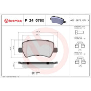 Brembo 4 x Rear Brake Pad Set P24078X