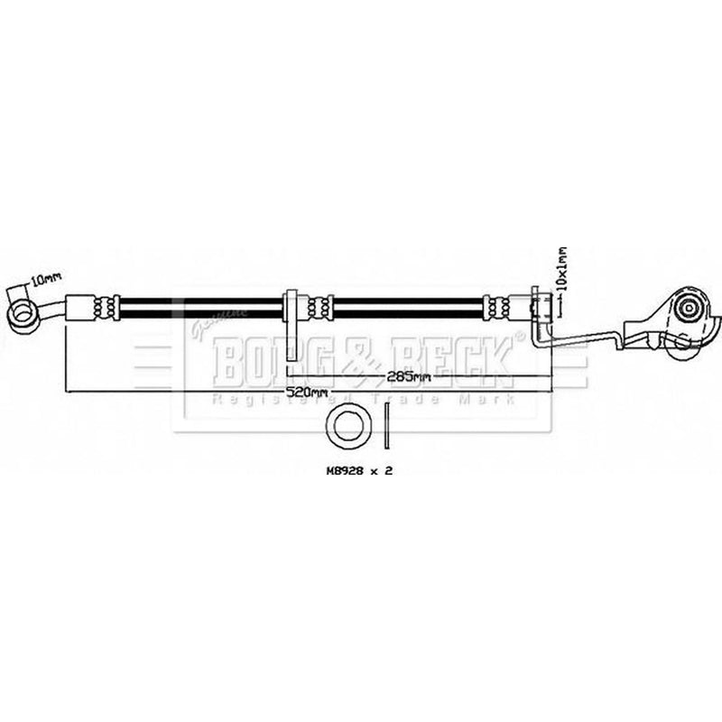 Borg & Beck Brake Hydraulic Hose Line Front Right BBH8573