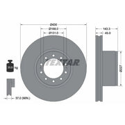 Textar 2 x Internally Vented Brake Discs 93186700 OE 9434210312 9434210412