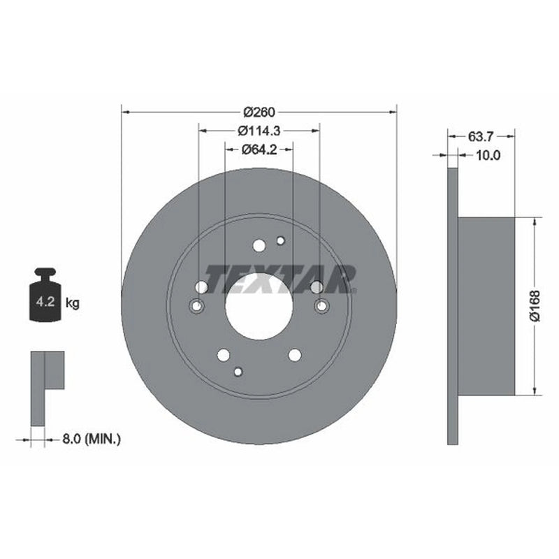 Textar 2 x Solid Rear Brake Discs 92169703