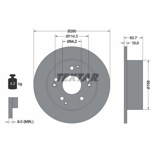 Textar 2 x Solid Rear Brake Discs 92169703