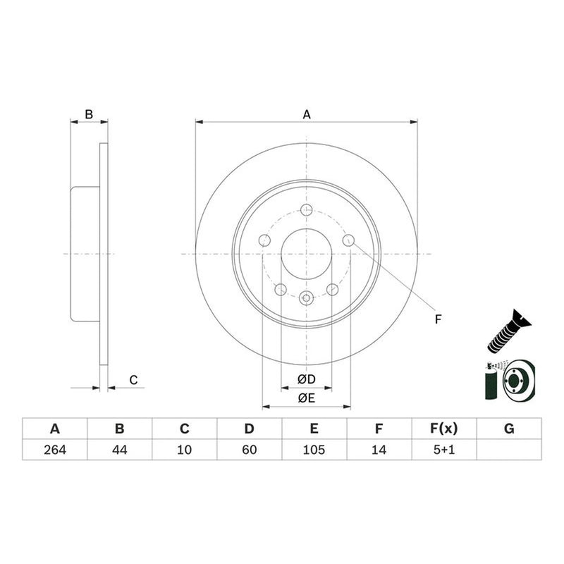 Bosch 2 x Solid Rear Brake Discs 0 986 479 D89