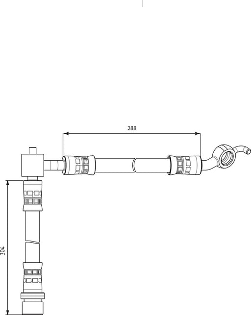 APEC Brake Hose Rear Left N/S Passenger Side 288mm Length Fits Toyota Yaris/Vitz APEC - Town Parts