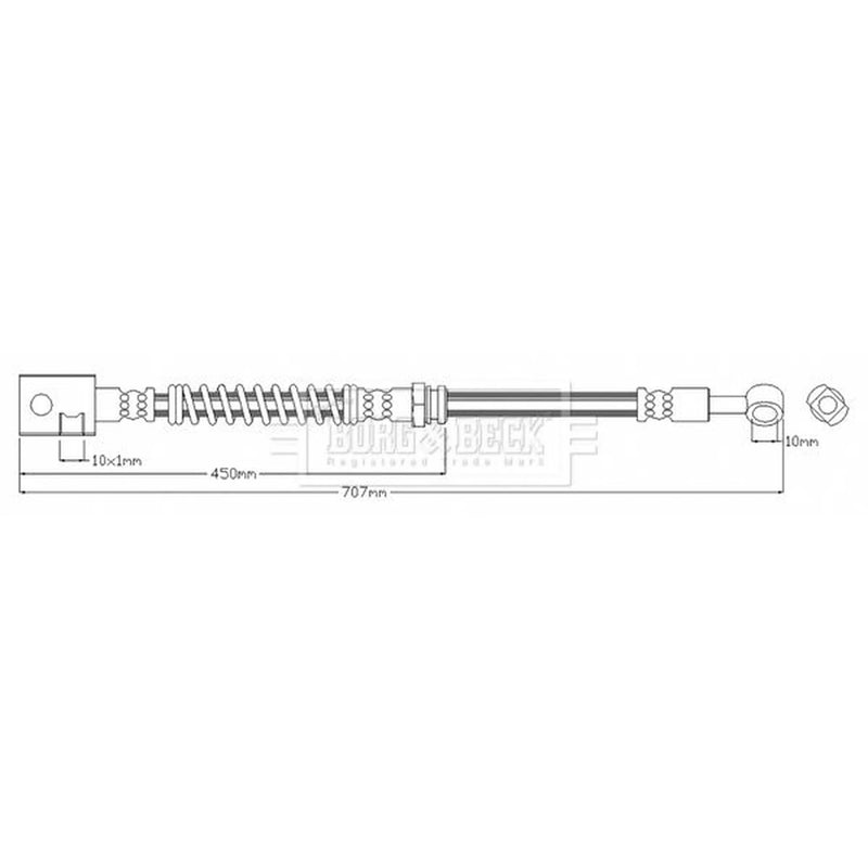 Borg & Beck Brake Hydraulic Hose Line Front Left BBH7859
