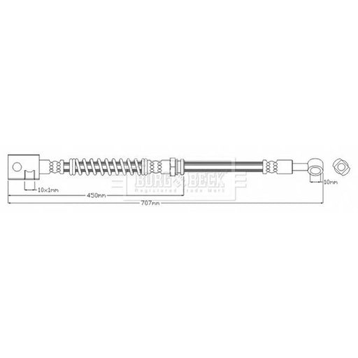 Borg & Beck Brake Hydraulic Hose Line Front Left BBH7859