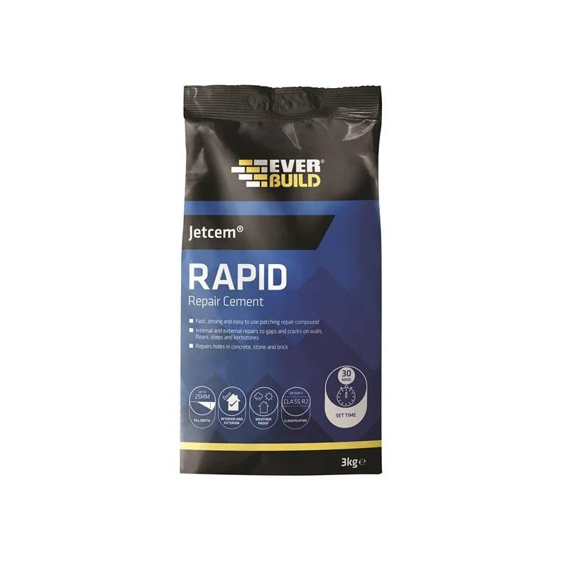 Everbuild Sika Jetcem Rapid Set Cement 12kg (4 x 3kg Packs) - 620460 kit