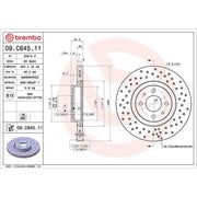 Brembo 2 x Perforated/Vented Front Brake Discs 09.C645.11