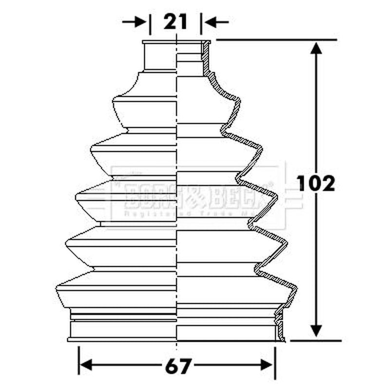 Borg & Beck Drive Shaft Bellow Kit Front Left Thermoplast BCB6277