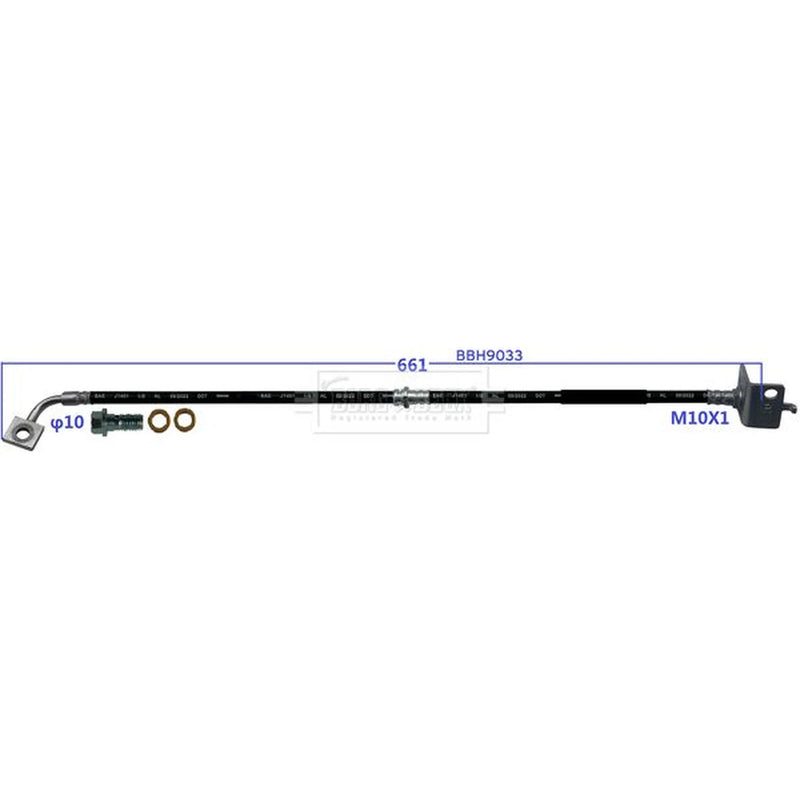 Borg & Beck Brake Hydraulic Hose Line Front Right BBH9033
