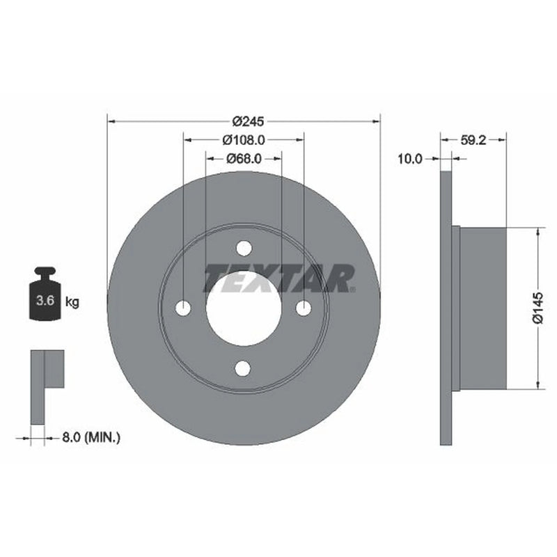 Textar 2 x Solid Rear Brake Discs 92026100