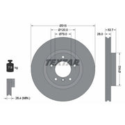 Textar 2 x Front Vented Brake Discs 92071103